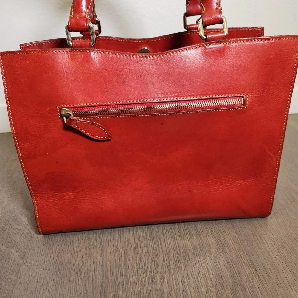 Dooney & Bourke Florentine Vachetta Leather Satchel Tote Crossbody Bag Red